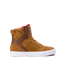 Kids Supra High Top Shoes SKYTOP Tan/white | AU-38269